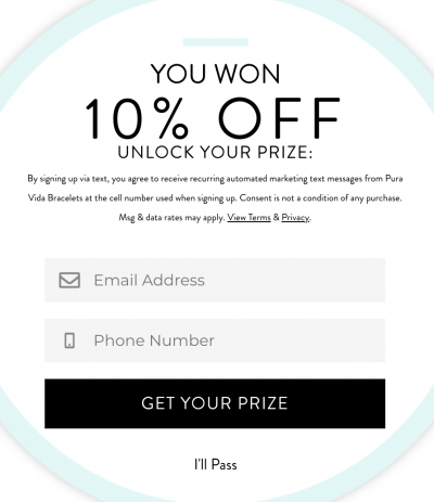 Popup that asks for email and SMS in one form