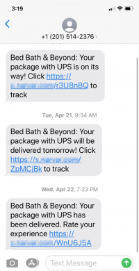 Example of SMS Order Status Update Text Messages